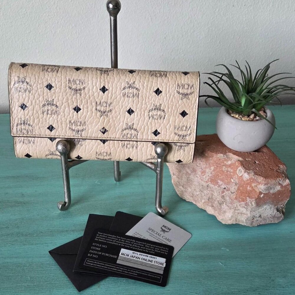 MCM cream and black wallet
